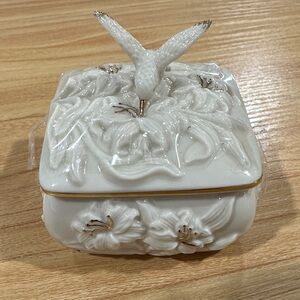 Lenox Cream Porcelain Box with Floral Design